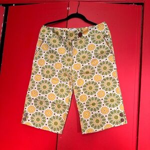 Liquid Retro Floral Capri Pants - Size 10 - Vintage Mod Print